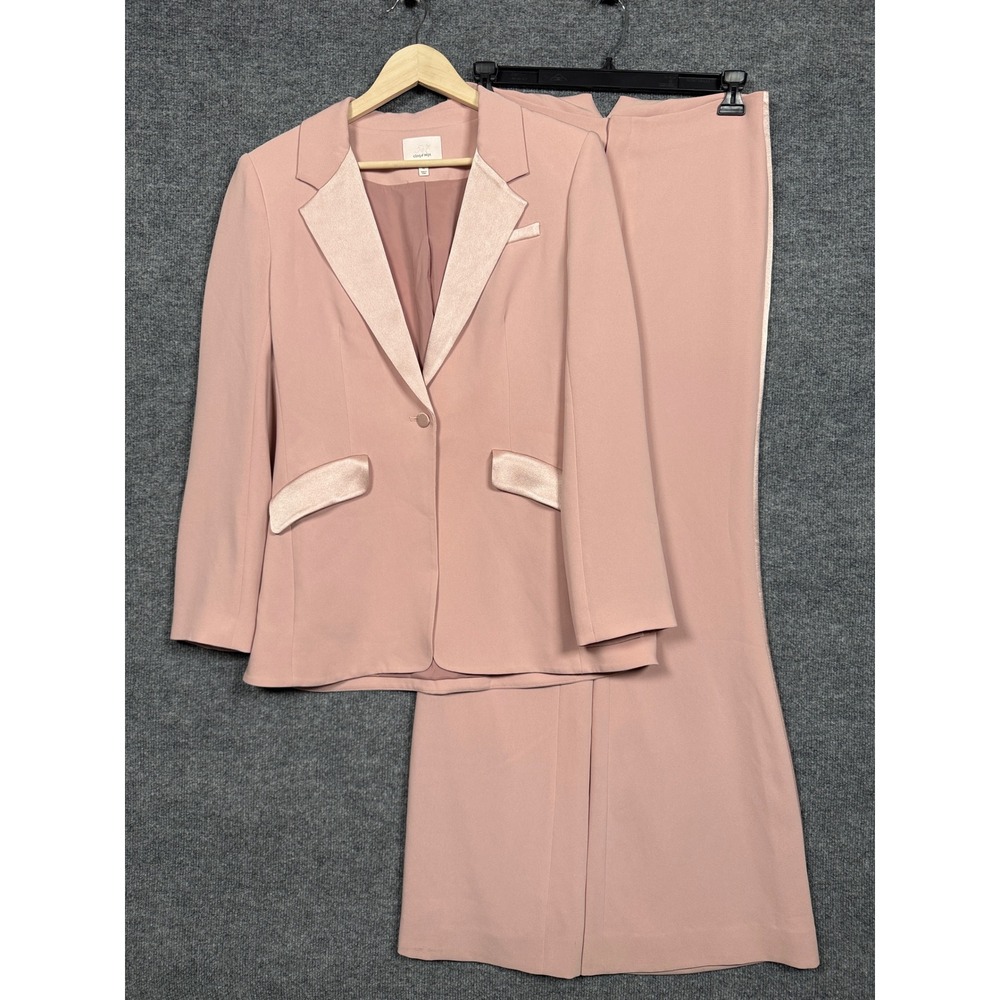 Cinq a Sept Womens Size 10 Blazer Pants Suit Pink Single Breasted Office Career